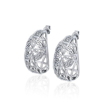 Celtic Cross Silver Post Earrings TER1674 - Jewelry